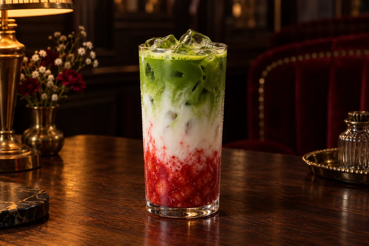 Katmanlı çilekli matcha